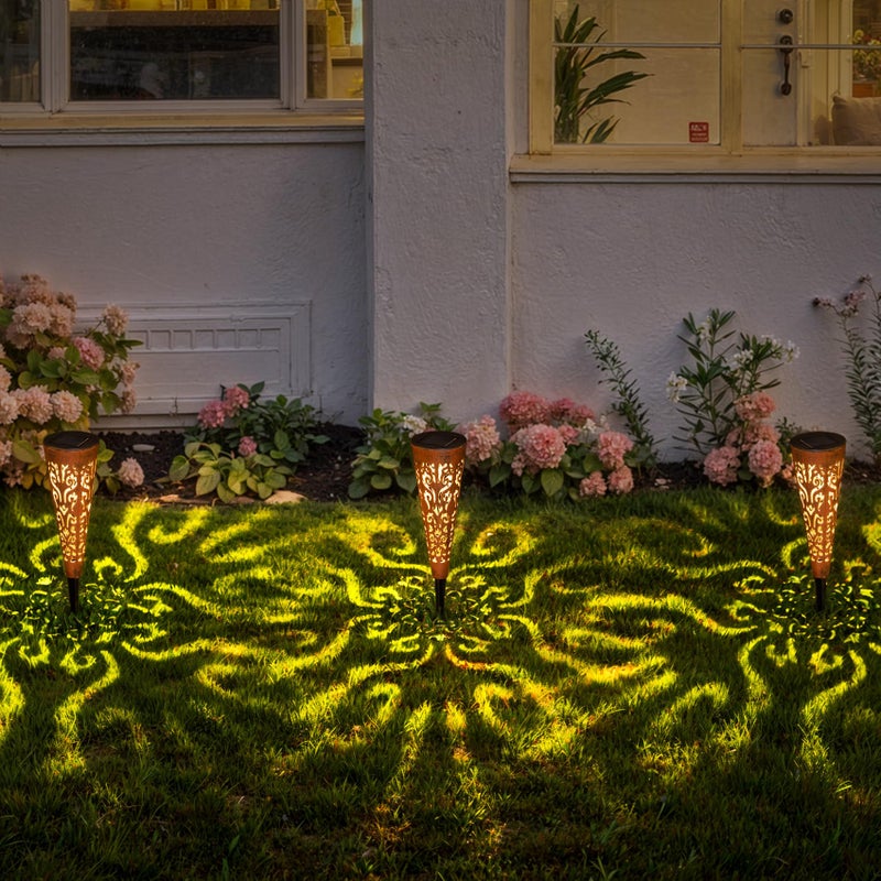 Go2garden 6Pcs Garden Solar Lights Outdoor Stakes Decorative Lighting for Yard, Pathway, Patio Decor Lawn Ornament (Red Copper) - Image 5